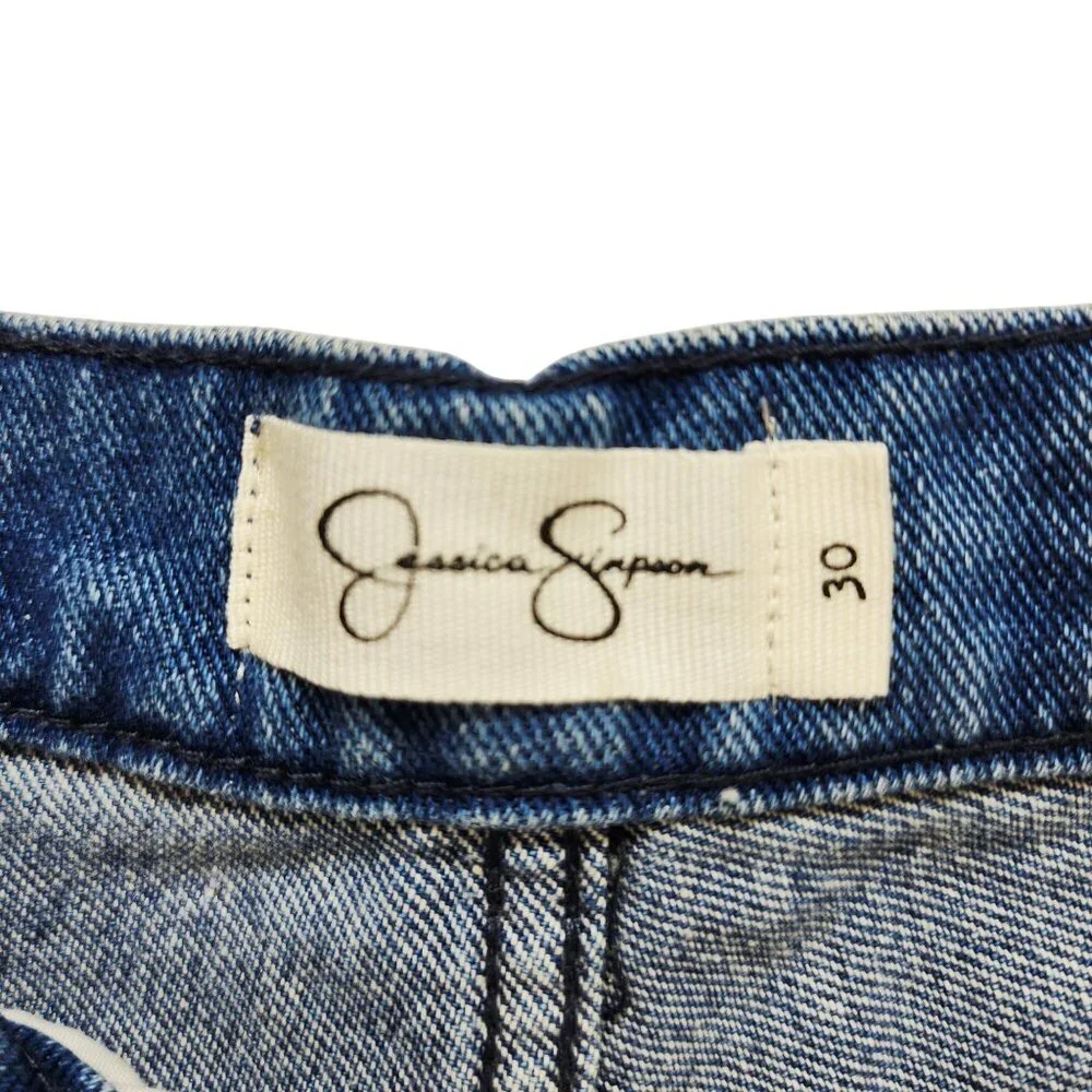 Jessica Simpson Brentwood Relaxed Denim Shorts Size 30 Distressed Blue Womens